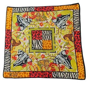 Paris Accessories Inc 1960s Square Cotton Scarf Multicolor Wild Animal Pattern